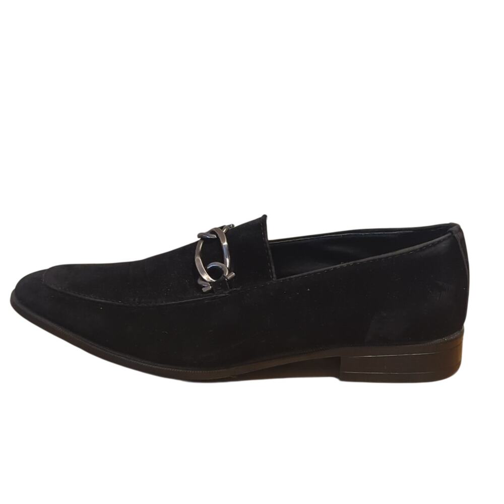 Marco Vitale Collection Black Suede Silver Tone Chain Slide On Loafer Men's 7.5 - Picture 7 of 12